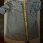 Loft  Ann Taylor Crewneck Denim Short Sleeve Blouse XS Casual Costal Cowgirl Photo 9