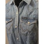 Wrangler Retro Sleeveless Denim Shirt Vest S Tie Front Light Wash Western Blue Photo 1