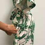 Emily McCarthy Pale Pink Green Tropical Leaves True Wrap Short Sleeve Dress XL Photo 6