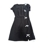 Commense Bows Girly Side Split Cutout Black Stretch Mini Dress XS Photo 2
