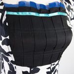 Vintage floral print black white, square neck, bubble short sleeve sheath dress Black Size XXS Photo 7