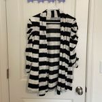 Ny Collection NWOT  women’s‎ black white lace striped ruched open cardigan large Photo 1