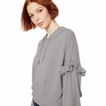 BB Dakota  Gray Drop Shoulder Ruffle Long Sleeve Pullover Hoodie‎ Size XS Photo 2