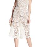 Dress the Population  Ivory Sheer Crochet Lace Marion Crop Pant Jumpsuit M Photo 3