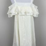 Entro  Women’s Cream Off The Shoulder Dress Medium Ruffle Sleeve Bow Tie Ivory Photo 1