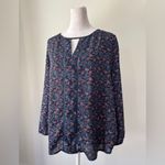 Collective Concepts  Blue, Burgundy & Purple Paisley Print Long Sleeve Blouse Photo 2