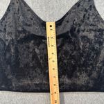 One Clothing Crushed Velvet Cropped Tank Top Size Medium Black V-Neck Photo 3