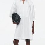 COS  White Short Sleeve A Line Cotton Knee Length Dress Pockets US 4 / Medium Photo 0