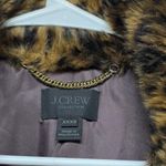 JCrew Faux Fur Leopard Print Coat G9553 XXS Winter Spotted Mobwife EUC Brown Photo 2