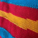 Vintage 80s Chaus Boat Neck Brush Stroke Bold Sweater M Red Size M Photo 8