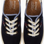 Soludos Velvet Paris Platform Sneakers In Navy Size 9 $169 Extra Shoe Strings Photo 0