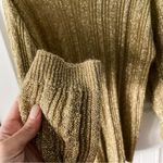 Vintage gold metallic sparkle ribbed knit turtleneck tunic sweater size medium M Photo 3
