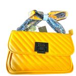 Badgley Mischka Yellow Vegan Leather Quilted Crossbody Chain Strap Bag Purse Photo 0