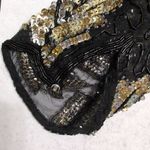 Scala Black Silk Sequin Embellished Long Sleeve Evening Gown Dress Size PL Photo 5