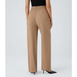 Halara Flex High Waisted Zipper Pocket Shirred Straight Work Pants Beige S NWT Photo 14