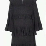 Madewell Women’s Black Eyelet Waterlily Tiered Ruffle Boho Mini Dress Size 10 Photo 0