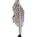 ASOS Plaid Long Sleeve Cropped Open Back Mock Neck Blouse Top White Black US 14 Photo 1