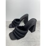 Open Edit  Sandals Size 6.5‎ Black Open Toe Block Heel Fabric Upper Photo 2