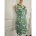 London Times Sheath Dress Paisley Beaded Horseshoe neck sleeveless Cotton sz 8 Photo 1
