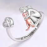 Women’s Stainless Steel Silver Dog Lover “Always with You” Adjustable Ring 7 Photo 0