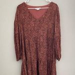 Lucky Brand  Red Paisley Print Long Sleeve Dress Size Large Photo 0