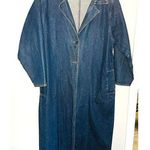 Vintage Stoney River Mountain Denim Dark Two Button Cotton Trench Coat Large Photo 0