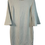 Tyler Böe Textured Geometric Bell Sleeve Dress Women's Medium Gray Beige Photo 0