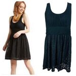 Maitai Navy Blue Sleeveless Scoop Neck Dress With Ruched Bodice & Lace Skirt By Photo 1