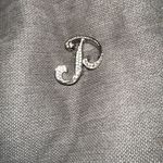 Carolee Silver Tone Clear Rhinestone Monogram Style Letter P Brooch Signed 1.3in Gray Photo 0