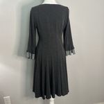 Dress Barn Gray Ruffle Front Dress Size 4 Photo 3