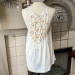 Millau white tank top with peach embroidered flowers on the back size medium NWT Photo 2