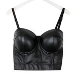 Charmian Black Leather Bustier Top Camisole Size Large Photo 2