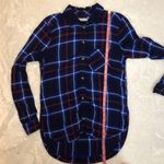 American Eagle Boyfriend Oversize Fit Blue Plaid Flannel Size Extra Small Photo 8