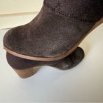 Toms  Womens 8.5 Brown Suede Lace Up Heeled Ankle Boots Size Stacked Heel Lunata Photo 7
