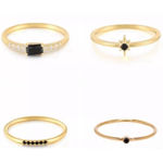 Boutique NEW‎ Women's Dainty Gold Filled Black & Synthetic Diamond Ring Size 7 Photo 1