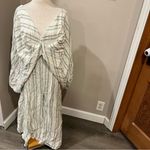 ASOS NWOT  EDITION vneck drapey maxi dress in linen mix cream green stripe size 6 Photo 4