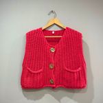 Red Unbranded Gold Button Crocheted Sweater Vest Size M EUC Size M Photo 2