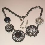 Lia Sophia  Boho CZ Rhinestone Faux Pearl Brass Tone Runway Statement Necklace Photo 0