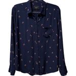 Rails  Women's KATE Novelty Iconic Cherry Print Shirt Navy Button Down Top XS Photo 2