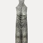 ZARA  Dress maxi halter mesh bodycon zebra animal print  evening date party Photo 9