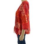 Sucrefas (S) Orange Floral Oversized Boho Beach Short Sleeve Top Blouse Photo 2