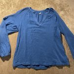 Old Navy  Shirt Womens Medium Tall Royal Blue Gauzy Split Neck Tunic Blouse Top Photo 0