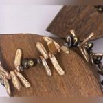 Handmade Natural Pearl Biwa Stick & Chocolate Necklace & Earring Set Boho Artsy Lagenlook Photo 2