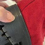 Rouge size 6 red velvet side zip lace front lug sole comfy ankle boots EUC Photo 11