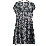 Loft Blue Floral Button Down Fit and Flare Short Sleeve Dress with Pockets Size 4 Photo 3