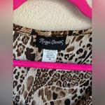 Maggie Barnes Crinkle Pleated Crepe Leopard Animal Print 3/4 Sleeve Blouse 1X Photo 3