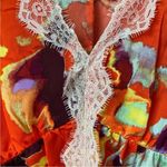 Rebecca Minkoff NWOT  Women's Sleeveless Floral Lace Trim Tank Top Orange small Photo 5