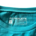 Alphalete  Womens M Short Sleeve Boxy Crop Top Aqua Blue Pump Cover Oversized New Photo 3