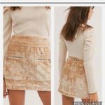 Free People Dust To Dust Velvet Mini Skirt Tan Lined Crushed Velvet Women's 0 Photo 2