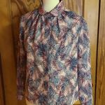 Vintage 70s leaves dressy blouse Size M Photo 6